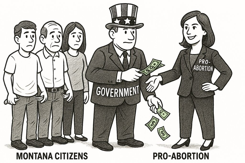 Is it really, "Your body, your choice"? Cartoon by ChatGPT.