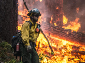 A prescribed burn "burnout" operation from the Big Windy Complex Wildlands Fire