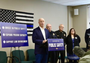 Gov. Gianforte holding a press conference with Billings law enforcement