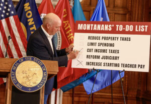 Montana Governor Greg Gianforte checks off income tax cuts and increased teacher spending legislative priorities on Montanan's To-Do List