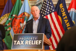 Gov. Gianforte speaking during a press conference at the State Capitol