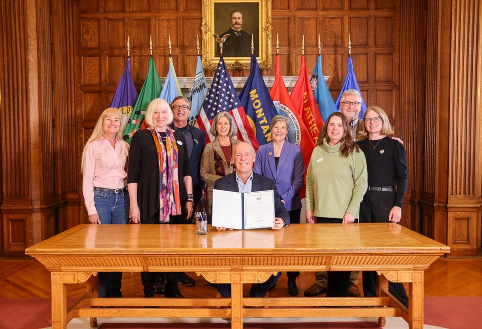 Gov. Gianforte and First Lady Susan Gianforte with Jeannette Rankin Foundation leadership yesterday