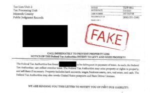 Fake Federal Tax Lien Notice Example