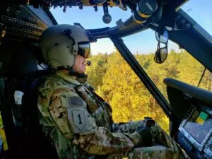 Lt. Col. Darin Gaub in Helicopter Cockpit