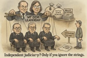 Political Cartoon Critiquing Montana Judiciary Independence