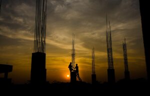 building lot, construction site, building yard, worker, working, peoples, nature, sunset, sky, brown work, brown building, brown construction