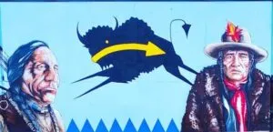 Native American Heritage Mural with Buffalo Symbolism