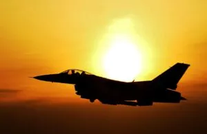 sunrise, airplane, fighter, nature, silhouette, sun, dusk, twilight, aircraft, flight, flying, air force, us air force, sky, jet, military, defense