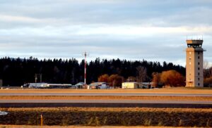 Airport Control Tower at Dusk
