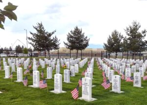 Patriotic Tribute at a Veterans' Cemetery