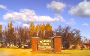 Montana State Hospital Sign in Autumn