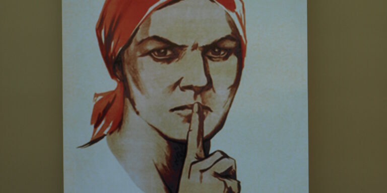 Soviet Era Propaganda Poster: 'Do Not Gossip!'