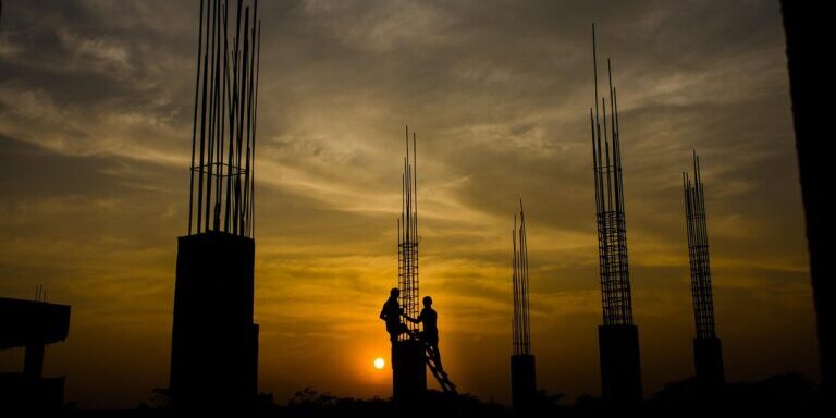 building lot, construction site, building yard, worker, working, peoples, nature, sunset, sky, brown work, brown building, brown construction