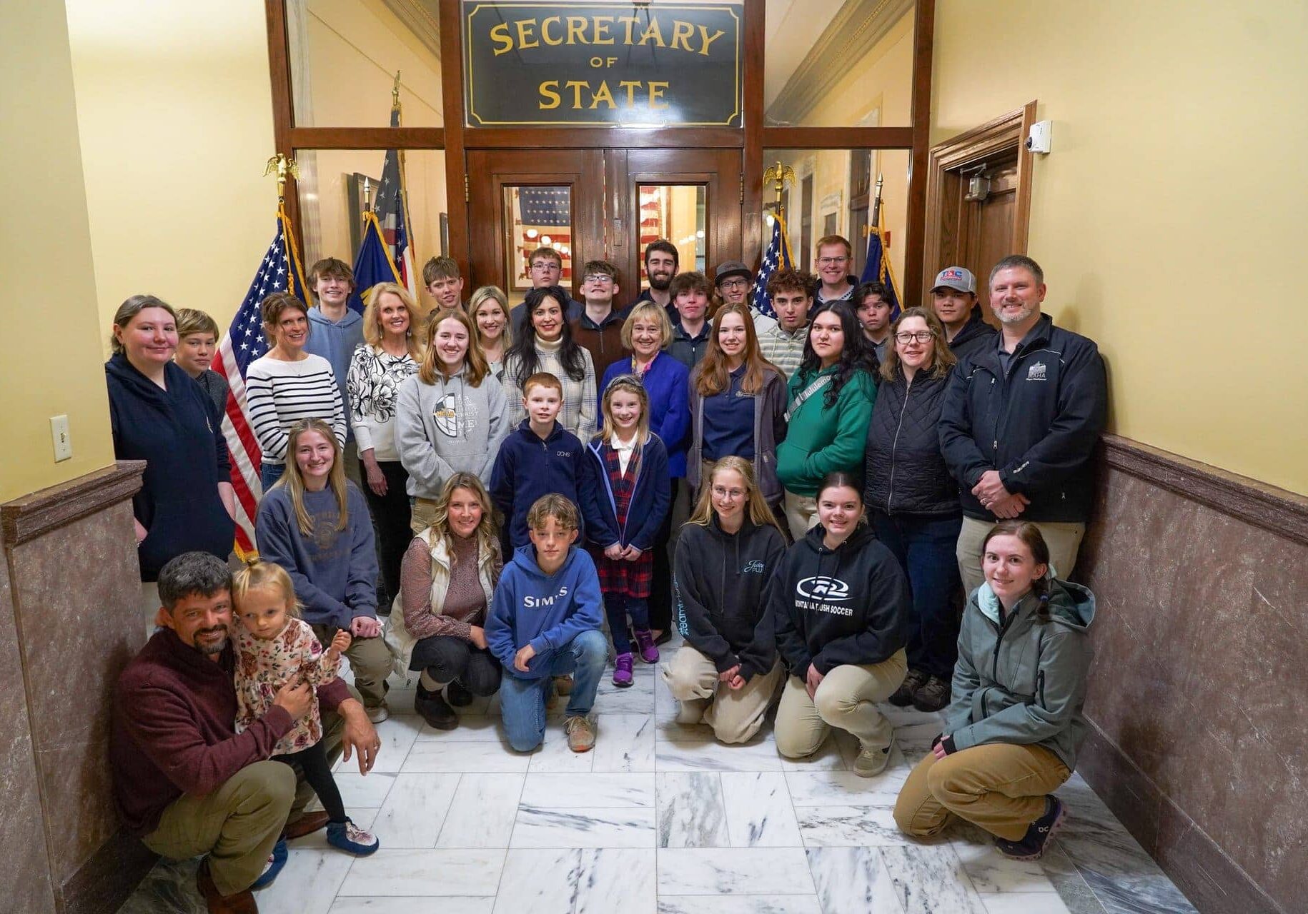 Secretary of State Christi Jacobsen with Montana Students