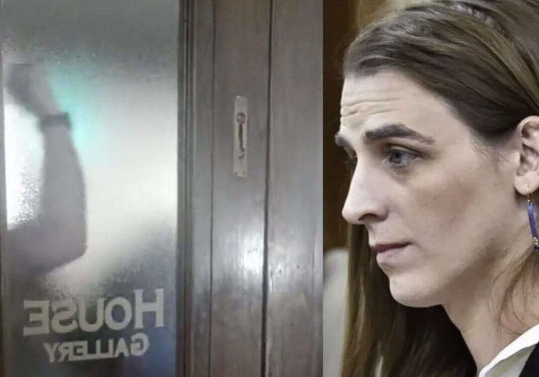 Far left rioters surround and pound on Montana House Gallery door Monday, April 24th (left). Rep. Zooey Zephyr (right).
