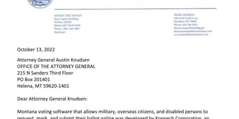 Montana Legislators letter requesting AG investigate Montana Konnech ties. <a href="https://westernmt.news/wp-content/uploads/2022/10/101322-LTR-to-AGKonnech-1.pdf" target="_blank" rel="noopener">October 13, 2020.</a>