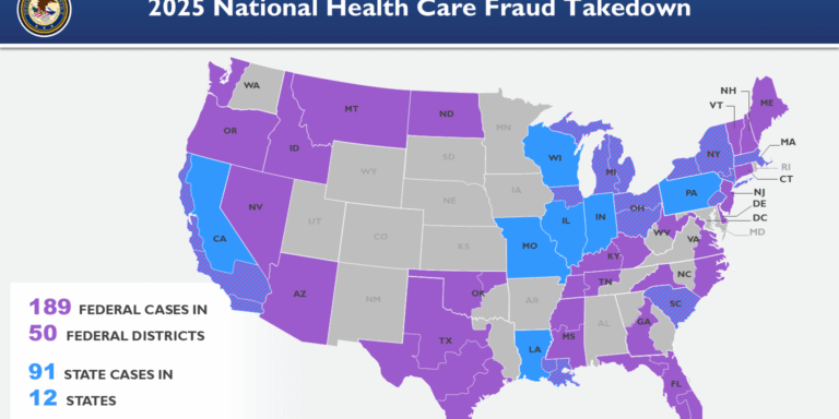 2025 National Health Care Fraud Takedown: Federal and State Cases Map