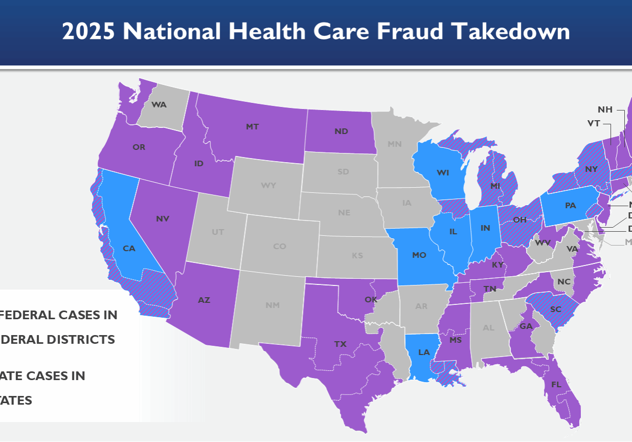 2025 National Health Care Fraud Takedown: Federal and State Cases Map