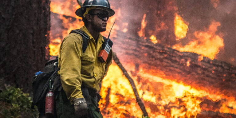 A prescribed burn "burnout" operation from the Big Windy Complex Wildlands Fire