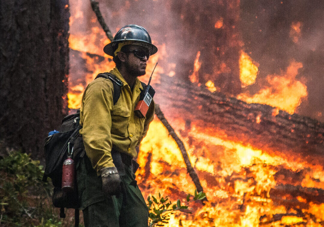 A prescribed burn "burnout" operation from the Big Windy Complex Wildlands Fire