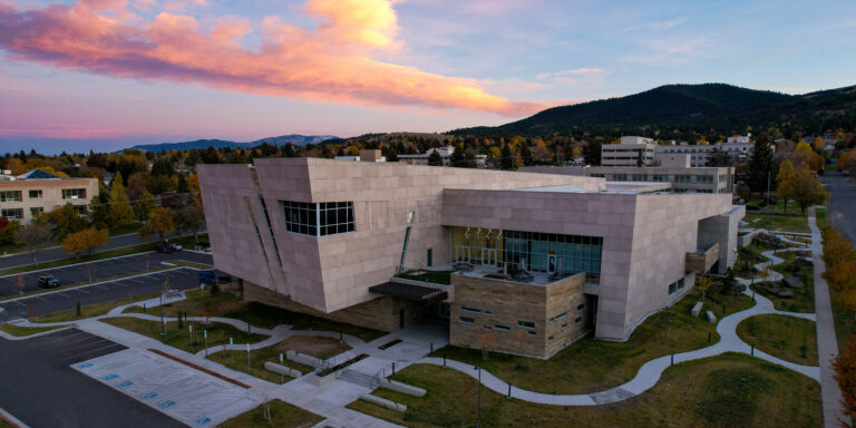Sunset Drone View of a Modern Campus Center