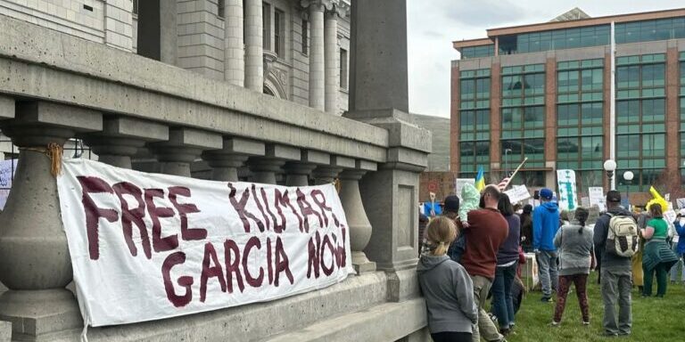 Missoula protestor sign asks for deported MS13 illegal alien Kilmar Abrego Garcia to be returned