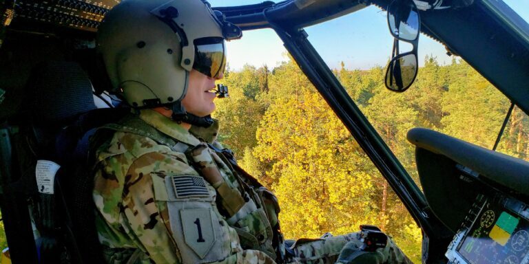 Lt. Col. Darin Gaub in Helicopter Cockpit