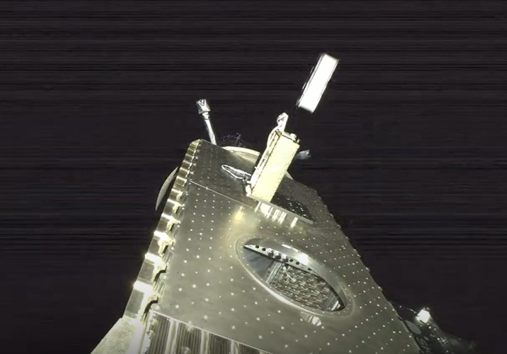 The Montana State University REAL satellite is released into orbit Wednesday from a SpaceX Falcon 9 rocket during the NASA TRACERS mission launch from Vandenberg Space Force Base, California. (Spaceflight Now via YouTube)