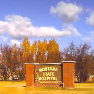 Montana State Hospital Sign in Autumn