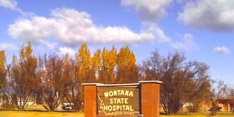 Montana State Hospital Sign in Autumn
