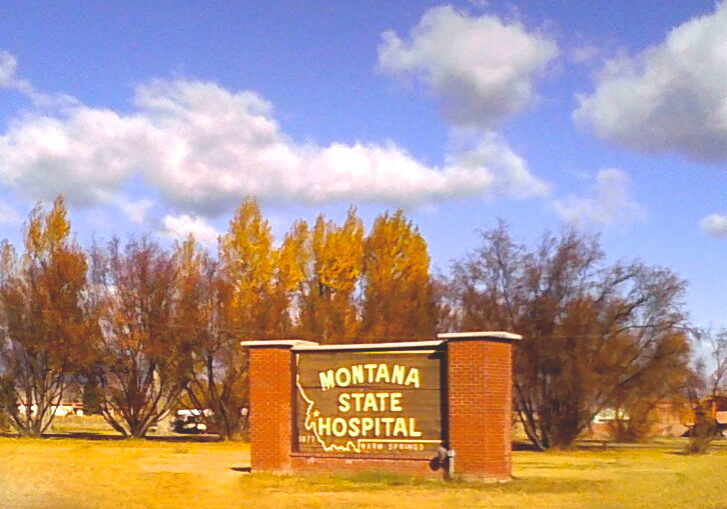 Montana State Hospital Sign in Autumn