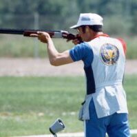 Walter Zobell, from Jackson, Montana, and a Montana State University graduate, practices for the shooting competition at the 1984 Summer Olympics. Walter Zobell, from Jackson, Montana, and a Montana State University graduate, practices for the shooting competition at the 1984 Summer Olympics.