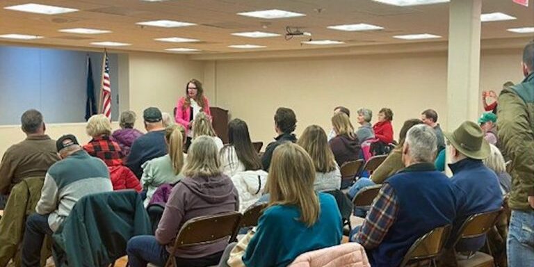 Montana State Superintendent of Public Instruction Elsie Arntzen in Kalispell as part of her statewide tour opening up conversations between parents and educators. December 13th, 2022. Source: OPI