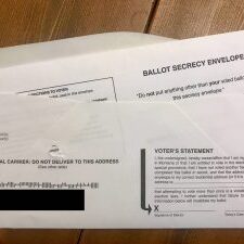 Every mail-in ballot must be placed inside of a signed ballot signature envelope. The signature on the envelope is checked against the voters registration application to verify the voters identity. Every mail-in ballot must be placed inside of a signed ballot signature envelope. The signature on the envelope is checked against the voters registration application to verify the voters identity.