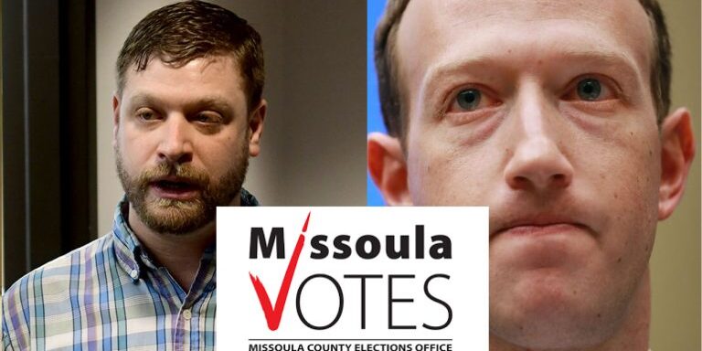 Bradley Seaman, Missoula County Elections administrator (left), Mark Zuckerberg, Center for Tech & Civic Life (right)
