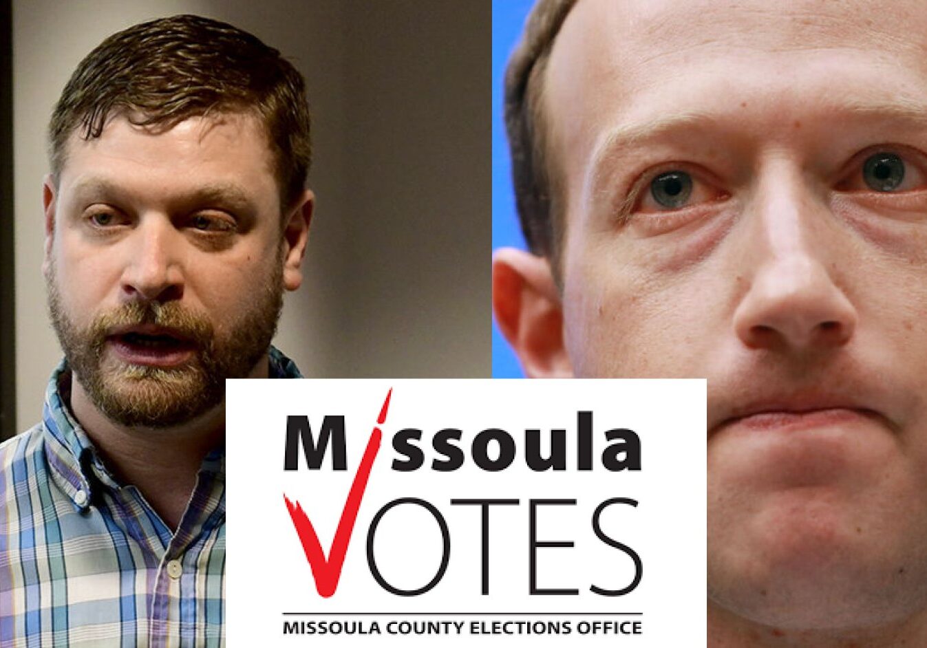 Bradley Seaman, Missoula County Elections administrator (left), Mark Zuckerberg, Center for Tech & Civic Life (right)