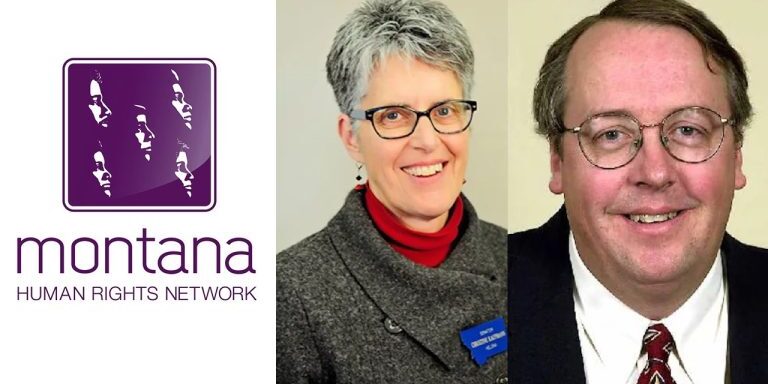 The creators of Montana Human Rights Network - Montana Legislators Christine Kaufmann (center) & Ken Toole (right)