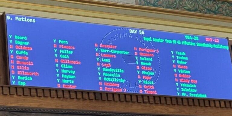 Vote tally of motion to expel Sen. Jason Ellsworth.