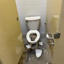 Broken Toilet in Bathroom Stall Broken Toilet in Bathroom Stall