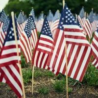 American flags planted for Memorial Day. Photo by <a href="https://unsplash.com/@iampatrickpilz?utm_source=unsplash&utm_medium=referral&utm_content=creditCopyText">Valentino Funghi</a>.