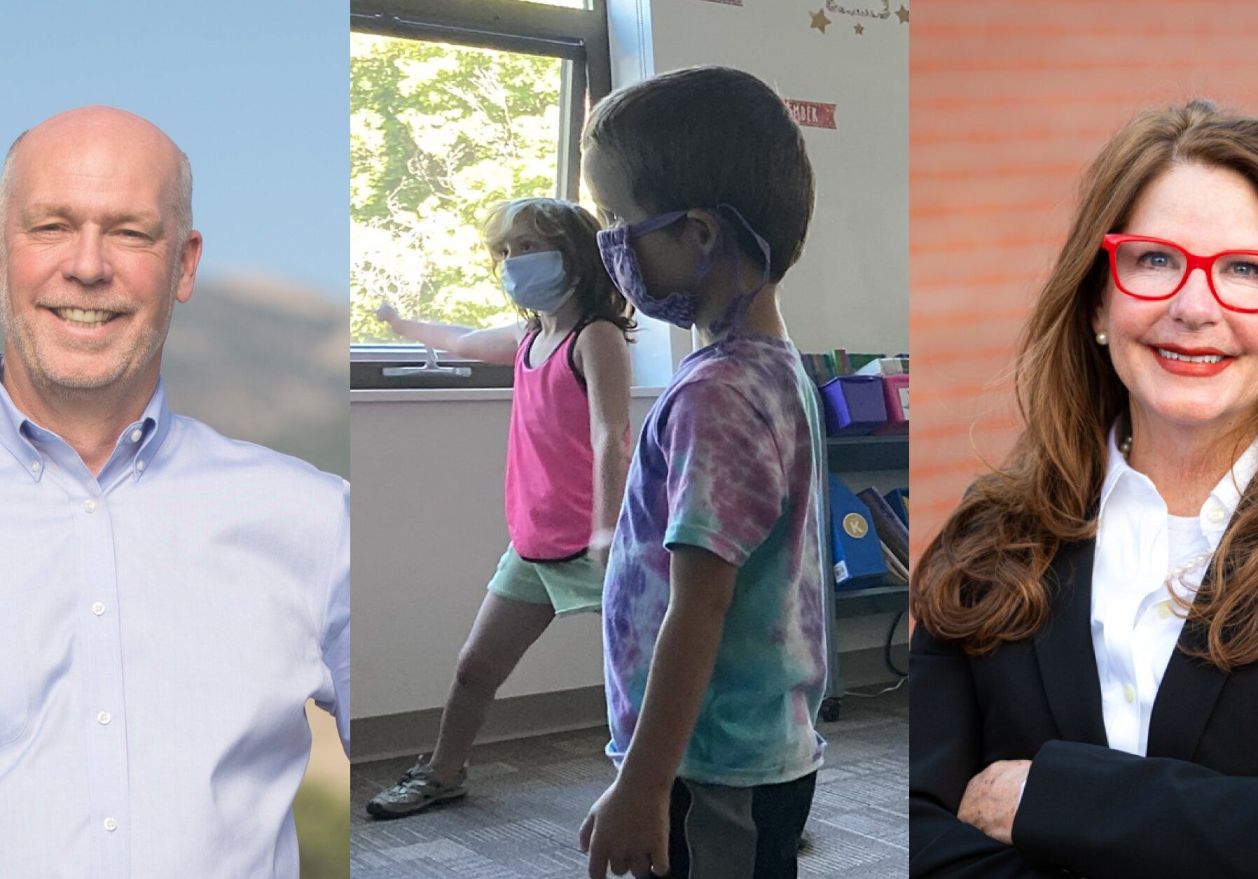 Governor Greg Gianforte (left), Missoula County Public School students (center), Superintendent of Public Instruction Elsie Arntzen (right).