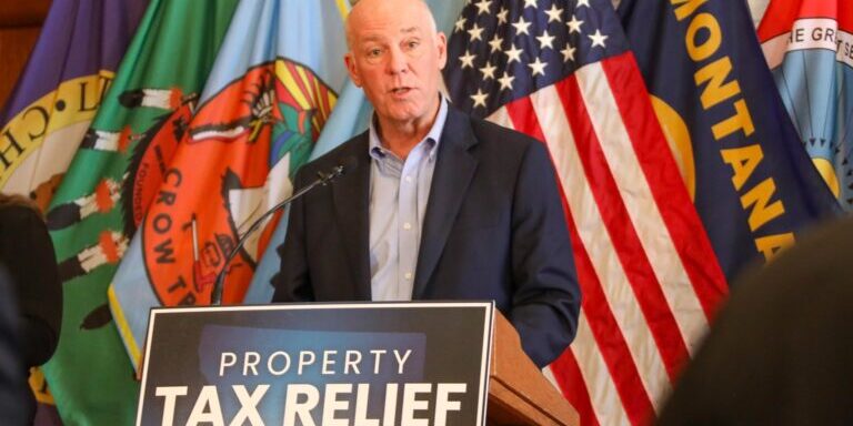 Gov. Gianforte speaking during a press conference at the State Capitol