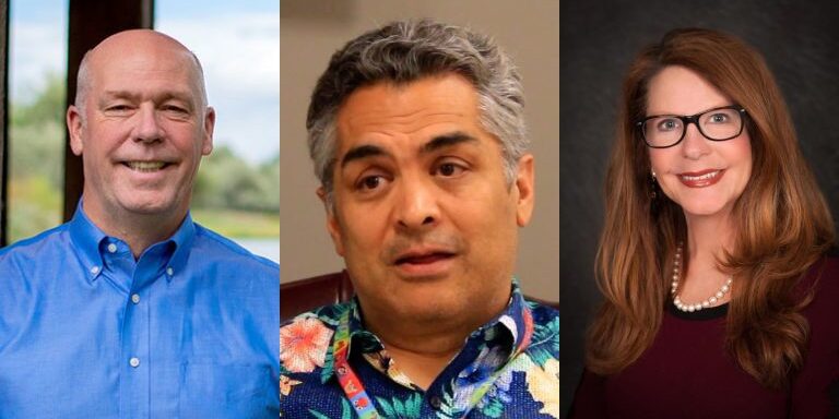 Governor Greg Gianforte (left), MCPS Superintendent Rob Watson (middle), State Superintendent Elsie Arntzen (right).