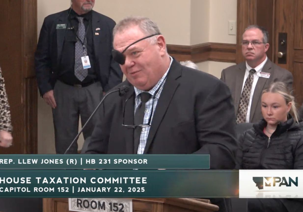 Rep. Llew Jones (HD 18) speaks to House Taxation Committee as sponsor of HB 231