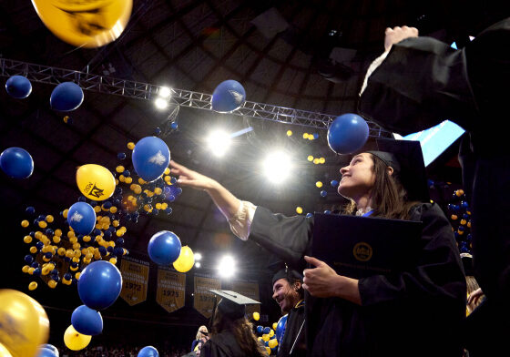 Graduation Celebration: Balloons Soar at Commencement