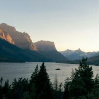 a large body of water surrounded by mountains