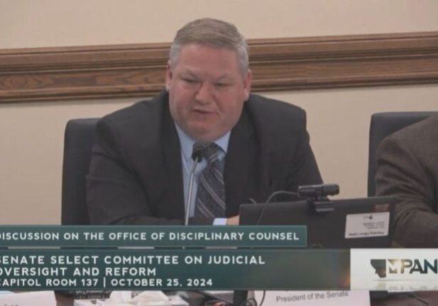 Sen. Jason Ellsworth during a discussion on the Office of Disciplinary Counsel during the Senate Select Committee on Judicial Oversight and Reform, Oct. 25, 2024.