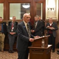 Rep. Jerry Schillinger addresses colleagues and public at "Celebrating Courage" Montana Freedom Caucus launch event January 19th. (Credit: Montana Freedom Caucus) Rep. Jerry Schillinger addresses colleagues and public at "Celebrating Courage" Montana Freedom Caucus launch event January 19th. (Credit: Montana Freedom Caucus)