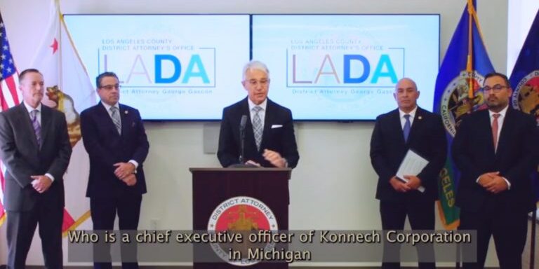 Los Angeles District Attorney George Gascon announces arrest of Konnech voting software CEO Eugene Yu