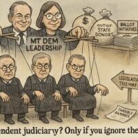 Political Cartoon Critiquing Montana Judiciary Independence